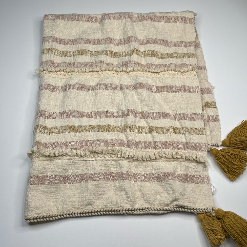 Magnolia Blanket Loloi Throw Home Couch Bedding Cotton Neutral Boho Tassel
